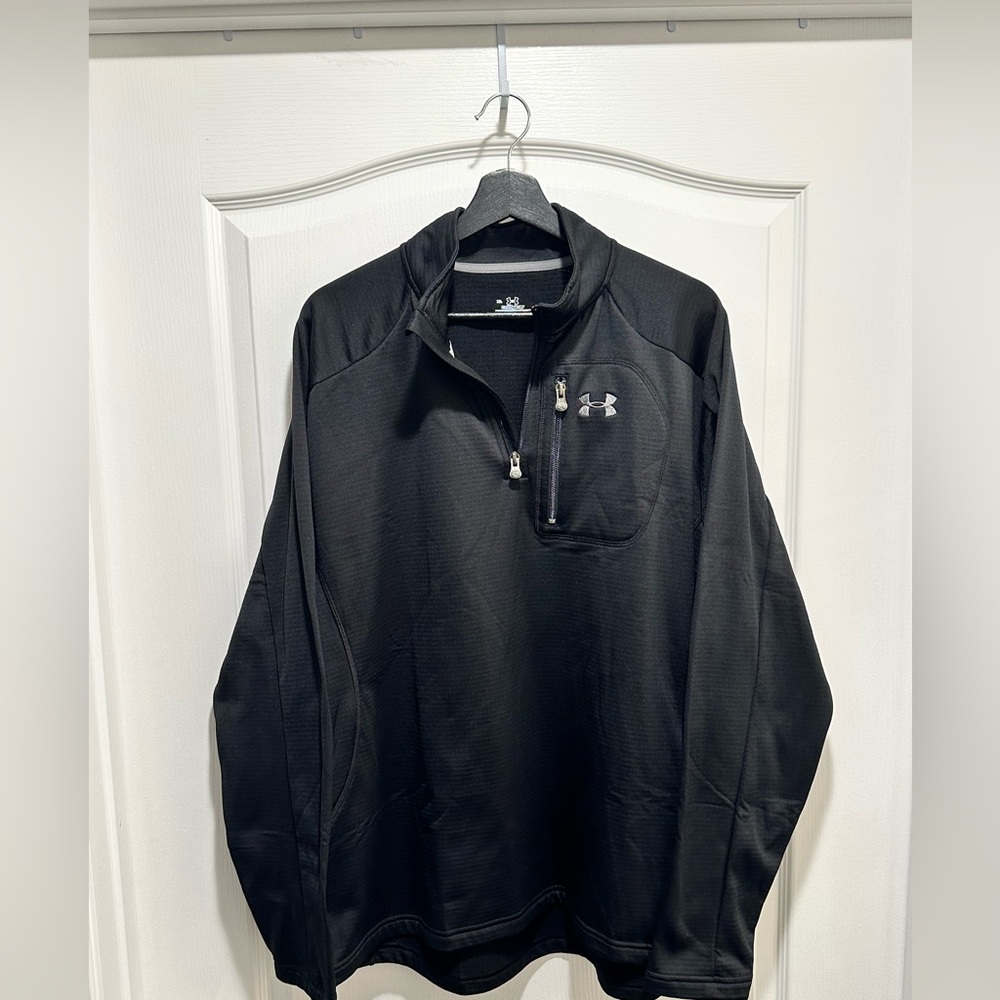 Under Armour Coldgear Men's Armour Fleece 1/4 Zip Black Pullover, Size XL